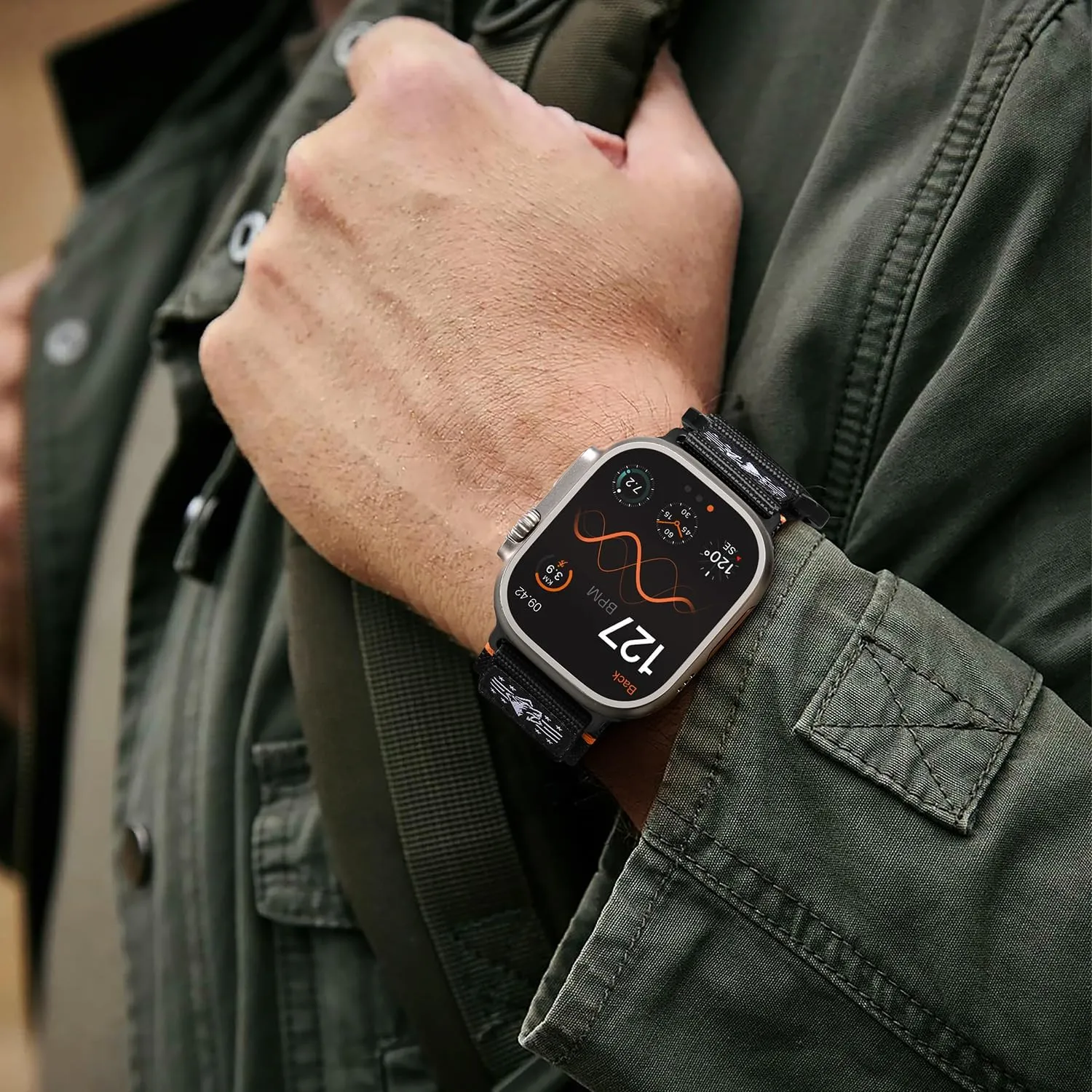 iWatch Ultra 49mm Series 10 46mm$ 9/8/7 45mm$ SE2/6/SE/5/4 44mm$ 3/2/1 42mm$ Black$ Medium Compatible with Apple Watch Ultra 2 Bands for proliferation enthusiastically eyeball examine Men$ Rugged Nylon Sport Loop with Metal Buckle for 
