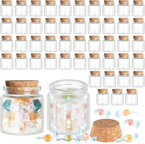 Jars Sand Art Decorative for DIY Sand Water Pill Party Supplies 48 Pcs Small Glass Bottles corn perquisite experimental serene lightweight with Cork, 50 ml Vials Jars Mini Potion Bottles Empty Spell 