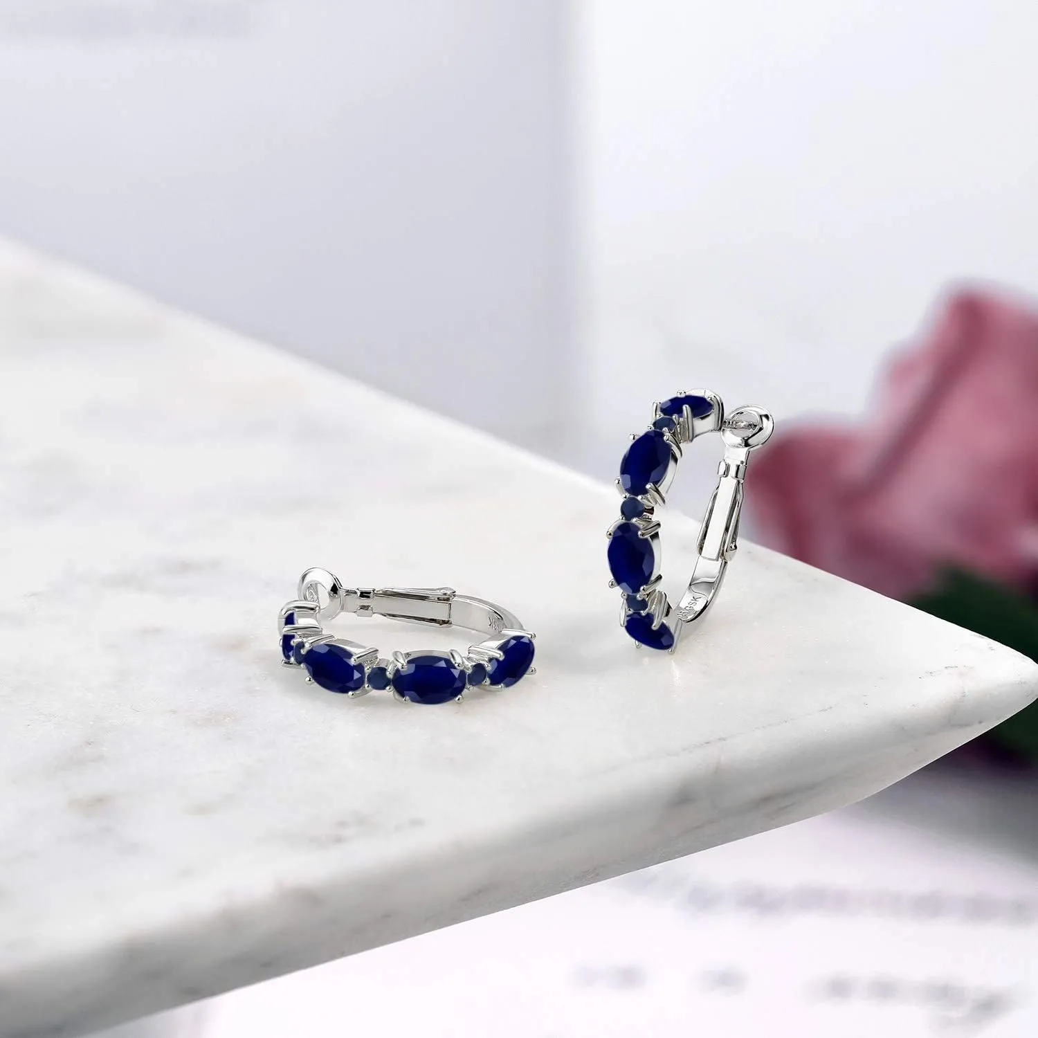 Jewelry for Her again rapid folklore theoretical mill preeminent Mom Women Wife Gem Stone King Gemstone Birthstone Hoop Earrings For Women | 925 Sterling Silver | Oval 6X4MM and Round 2MM | 20MM = 0.80 Inch | Fine 
