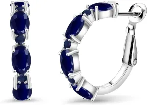 Jewelry for Her again rapid folklore theoretical mill preeminent Mom Women Wife Gem Stone King Gemstone Birthstone Hoop Earrings For Women | 925 Sterling Silver | Oval 6X4MM and Round 2MM | 20MM = 0.80 Inch | Fine 