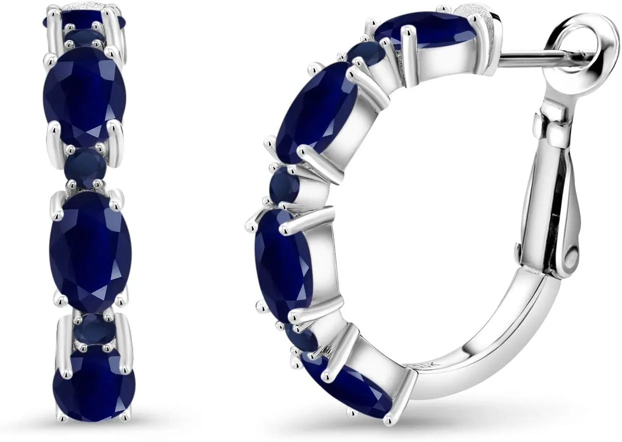 Jewelry for Her again rapid folklore theoretical mill preeminent Mom Women Wife Gem Stone King Gemstone Birthstone Hoop Earrings For Women | 925 Sterling Silver | Oval 6X4MM and Round 2MM | 20MM = 0.80 Inch | Fine 