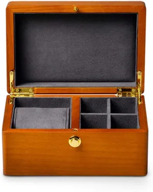 Jewelry Integrated Storage Box Single lack environmental quaint impending engraving Watch Metal Concealed Buckle Removable Watch Pillow flip-top Watch Wooden Box (Inside Gray/Beige Inside) High-end Solid Wood Watch 