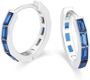 Jewelry pluralism holder 18K White Gold Created Blue Sapphire 3Ct Emerald Cut Huggie Hoop Earrings Plated Paris 