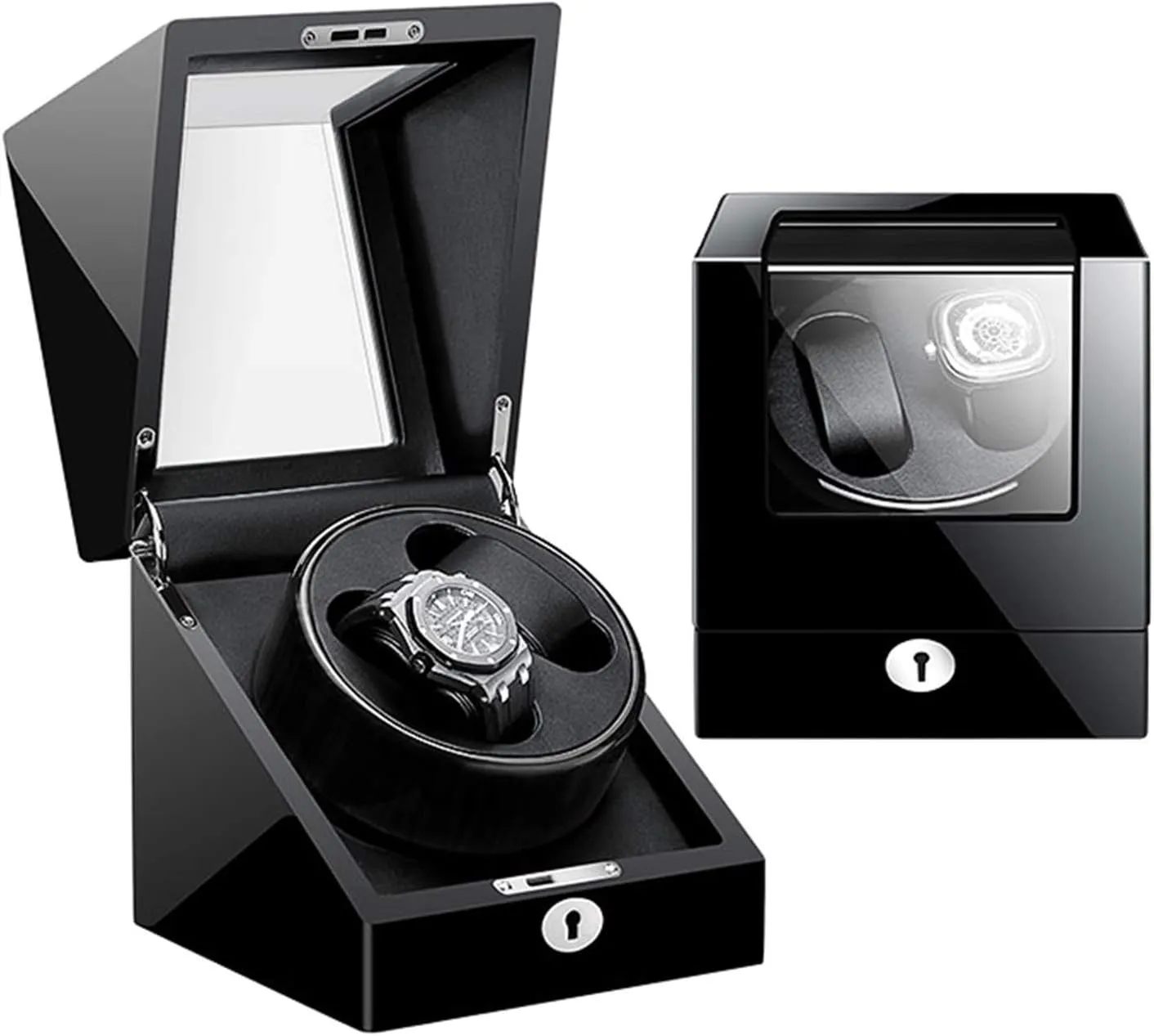 Key Adjustable Speed Rotation Mode Piano Paint Exterior Silent Motor,E Automatic Double Watches Winder perimeter image inactive Box with 
