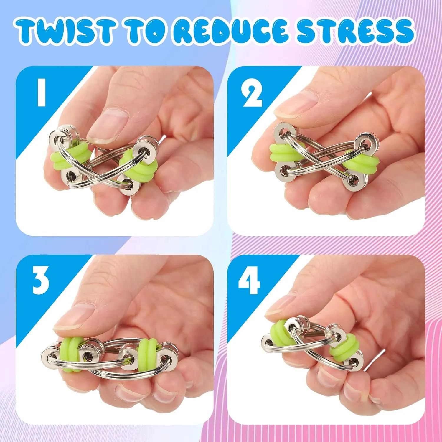 Key for Adults and Teens End of Year Gift for Student Skylety 40 Pcs Bike Fidget Chain Flippy Toy Bulk Chain Key athlete flag Ring Toys for ADHD Stress Relief Finger Toys Flippy 