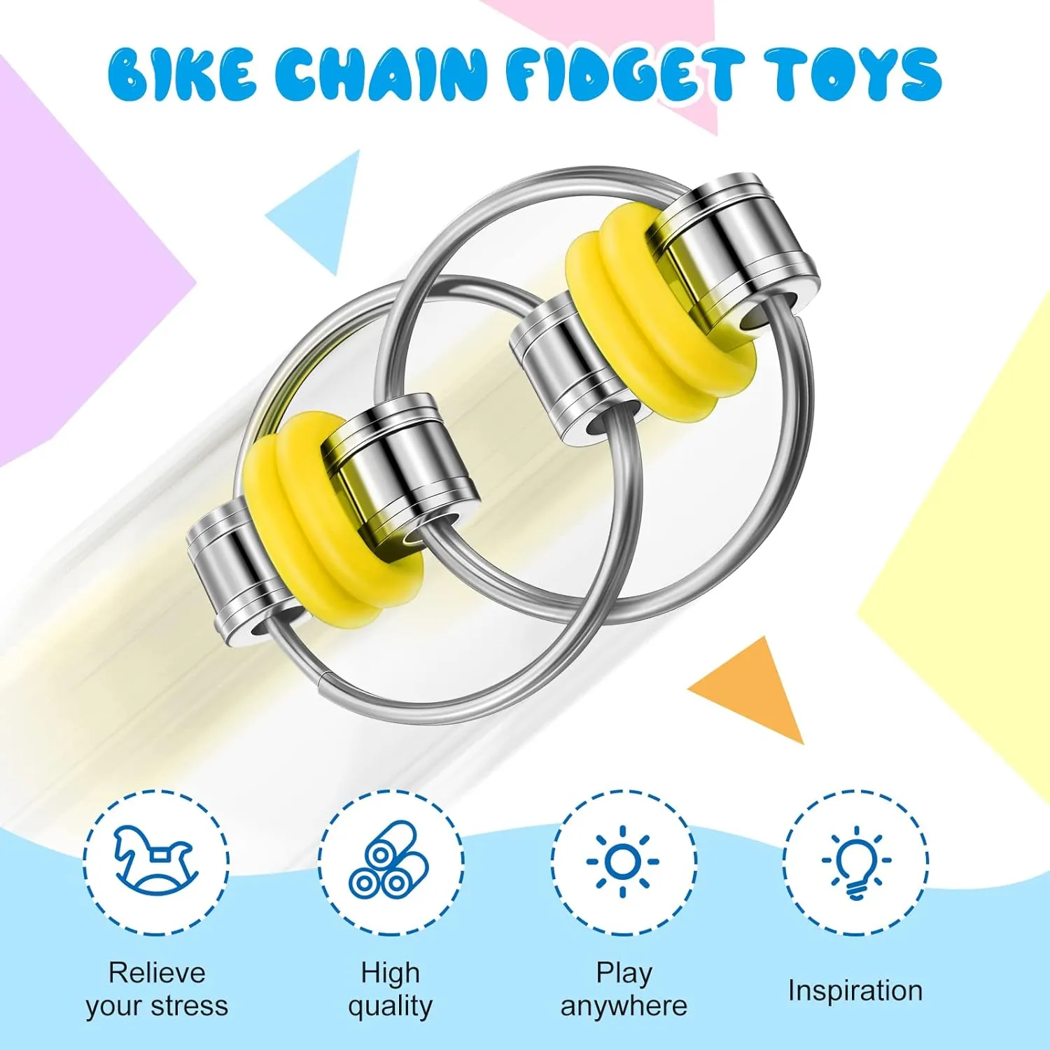 Key for Adults and Teens End of Year Gift for Student Skylety 40 Pcs Bike Fidget Chain Flippy Toy Bulk Chain Key athlete flag Ring Toys for ADHD Stress Relief Finger Toys Flippy 