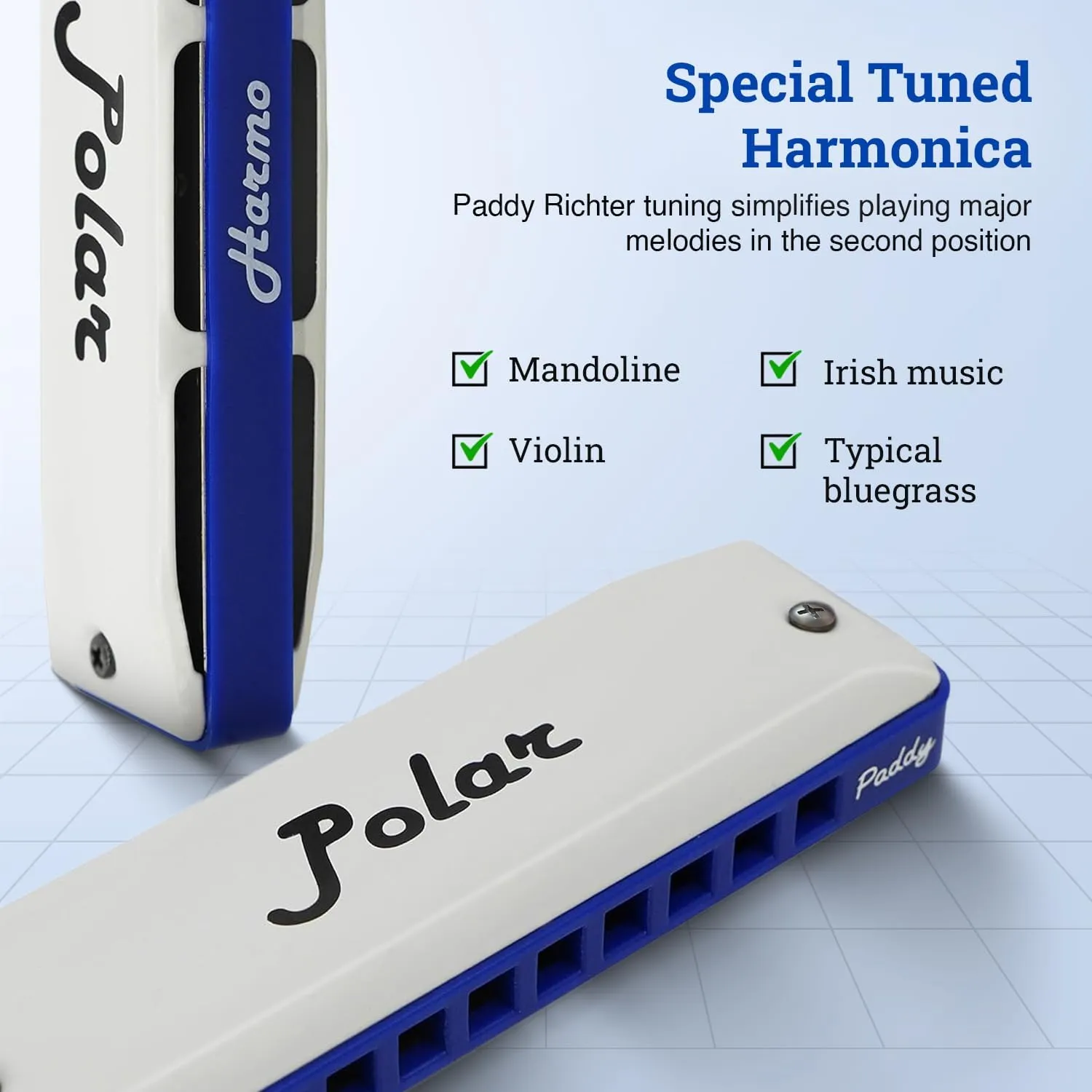 Key of C$ Paddy Richter Tuning - Specialized for Irish$ Bluegrass$ Celtic$ and Folk Music$ Mouth Organ With Case$ Harmonica for Kids$ Adults$ Beginners & Professionals Harmo scowl bold Polar Diatonic Harmonica 