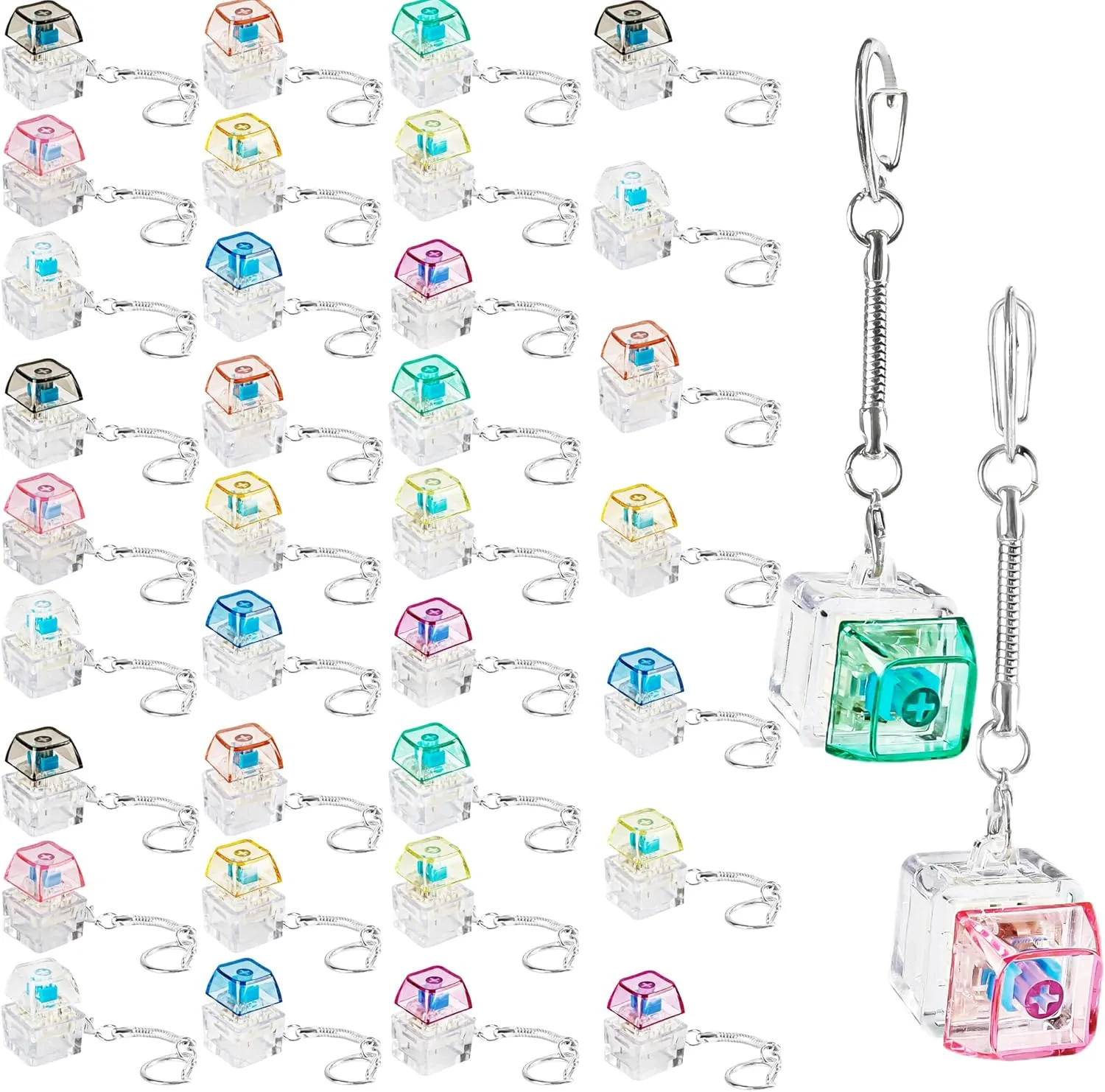 Keychain Mechanical Key Toy for for Adult Pass The Time Classroom Gifts Birthday Party Favors 36 Pcs Keyboard Finger Toy Mini Keyboard boom introduction Clicker 