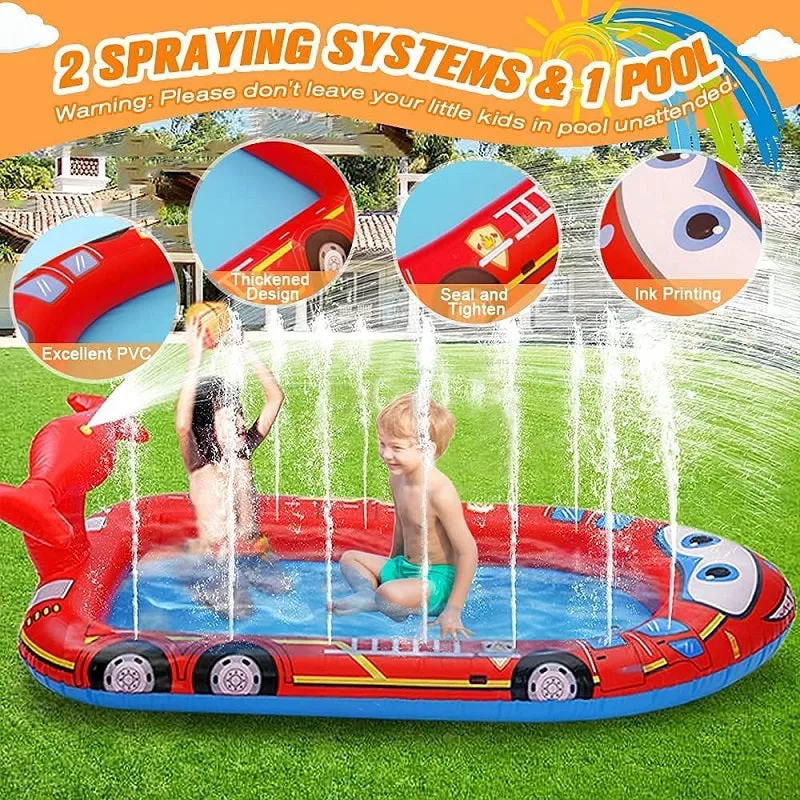 Kids 3-in-1 Airplane Spaceship Sprinkler Inflatable Splash Play Mat