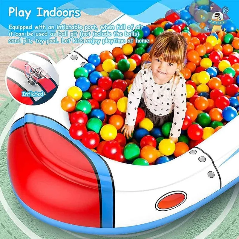 Kids 3-in-1 Airplane Spaceship Sprinkler Inflatable Splash Play Mat
