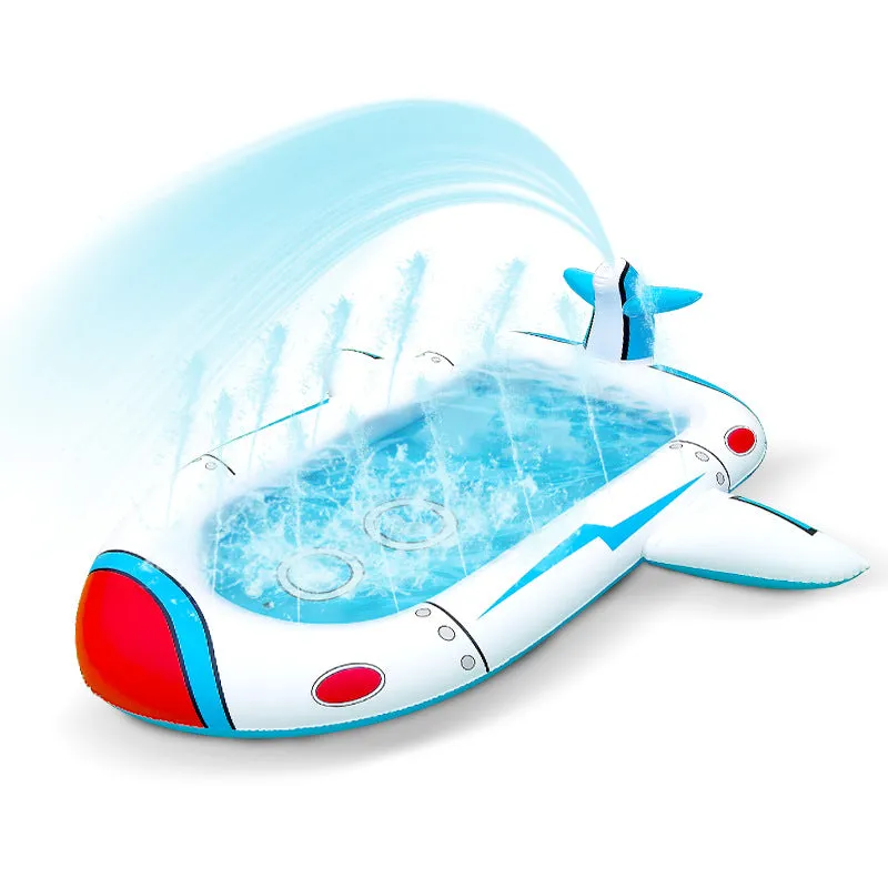 Kids 3-in-1 Airplane Spaceship Sprinkler Inflatable Splash Play Mat