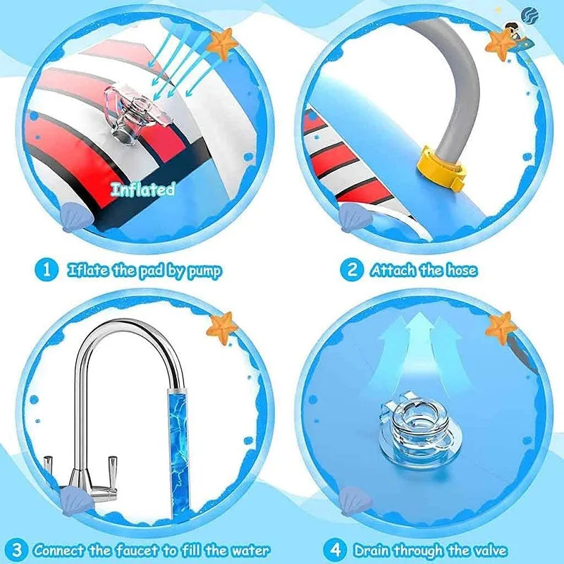 Kids 3-in-1 Airplane Spaceship Sprinkler Inflatable Splash Play Mat