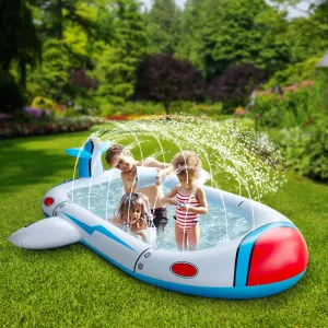 Kids 3-in-1 Airplane Spaceship Sprinkler Inflatable Splash Play Mat