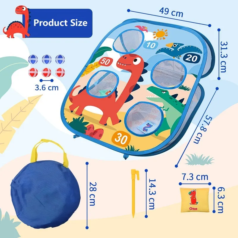 Kids 3 in 1 Bean Bag Toss Game Toys Collapsible Double Sided Corn Hole Game Board