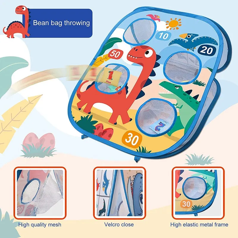 Kids 3 in 1 Bean Bag Toss Game Toys Collapsible Double Sided Corn Hole Game Board