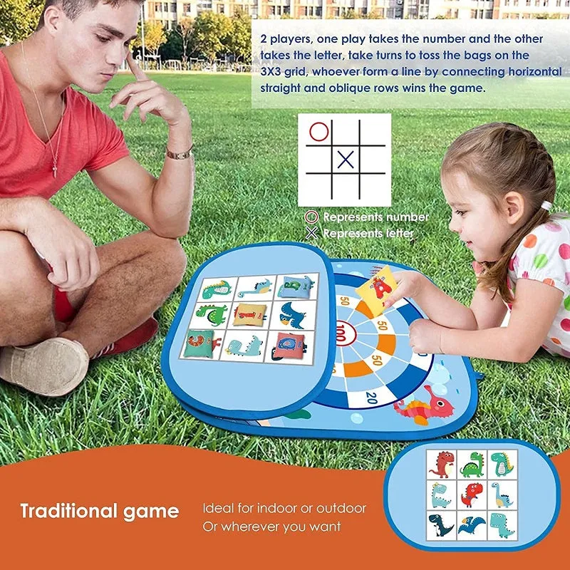 Kids 3 in 1 Bean Bag Toss Game Toys Collapsible Double Sided Corn Hole Game Board