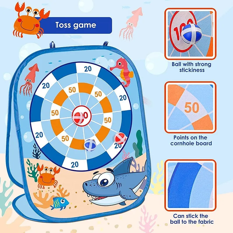 Kids 3 in 1 Bean Bag Toss Game Toys Collapsible Double Sided Corn Hole Game Board