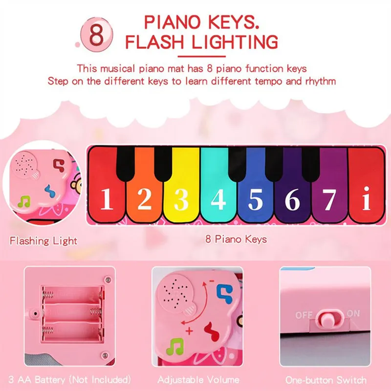 Kids Piano Mat Electronic Musical Mat Floor Keyboard Toys Gift for Boys Girls