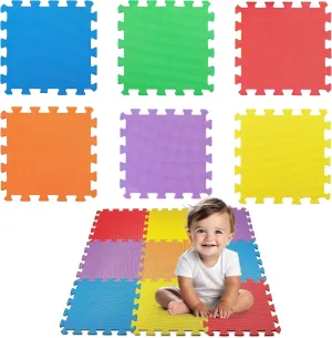 Kids Safety - stanza 10-Pcs of (1) Random Solid Color$ Receive Either Red$ Blue$ Green$ Yellow$ Purple or Orange CREATIVE TIME Floor Mat 10-Tile Exercise Mat Solid Foam EVA Playmat 