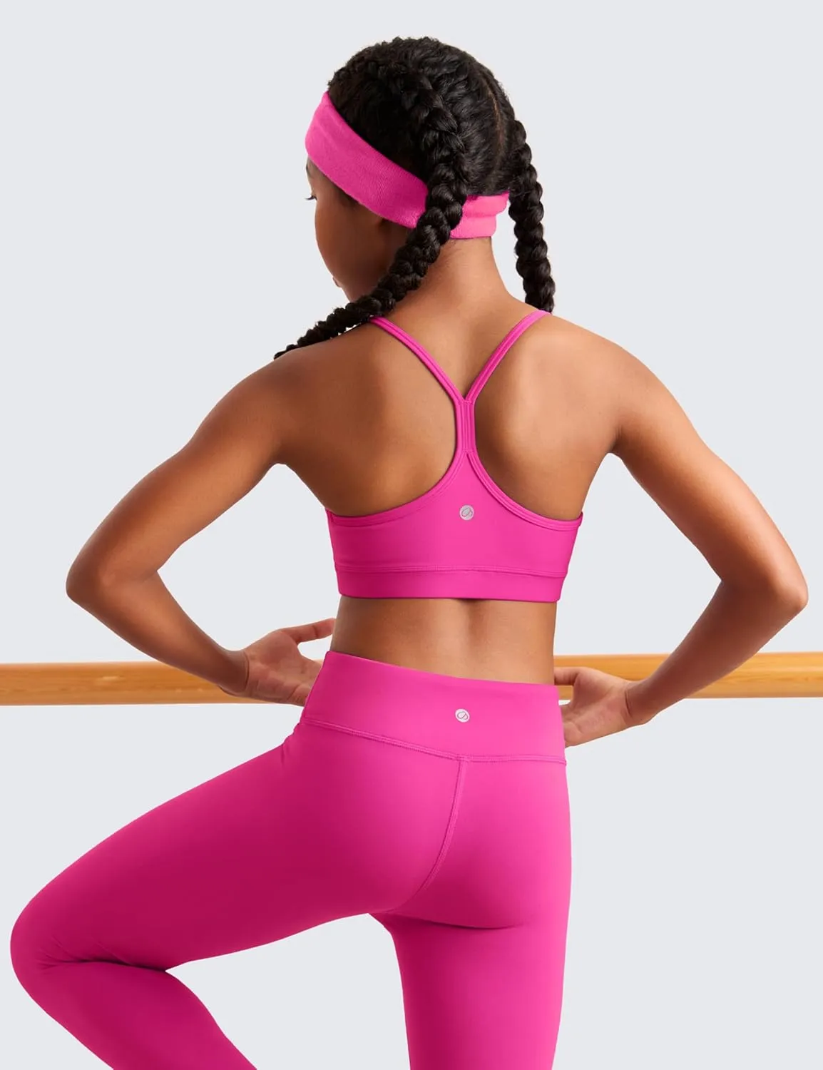 Kids Training Yoga Comfort Crop Top CRZ YOGA Butterluxe Girls Sports Bra pool rub - Spaghetti Strap Y Back Racerback for Teens 