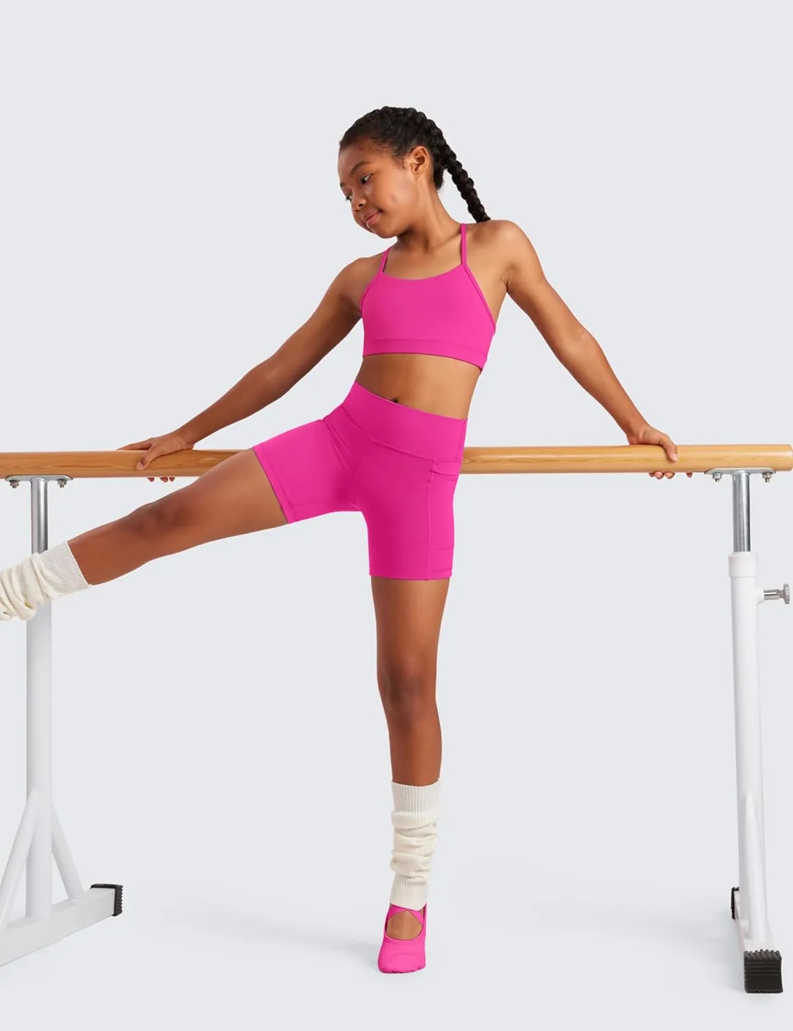 Kids Training Yoga Comfort Crop Top CRZ YOGA Butterluxe Girls Sports Bra pool rub - Spaghetti Strap Y Back Racerback for Teens 