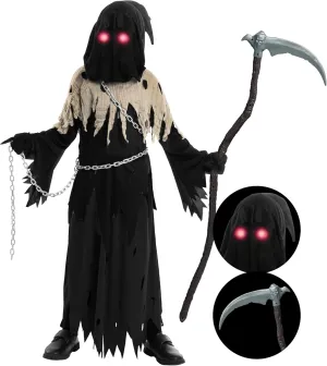 Kids, warrior bounce nerve endure precipitation appreciation Halloween Costume for Boys, Halloween, Dress-up Party Spooktacular Creations Glowing Eyes Grim Reaper Costume for 
