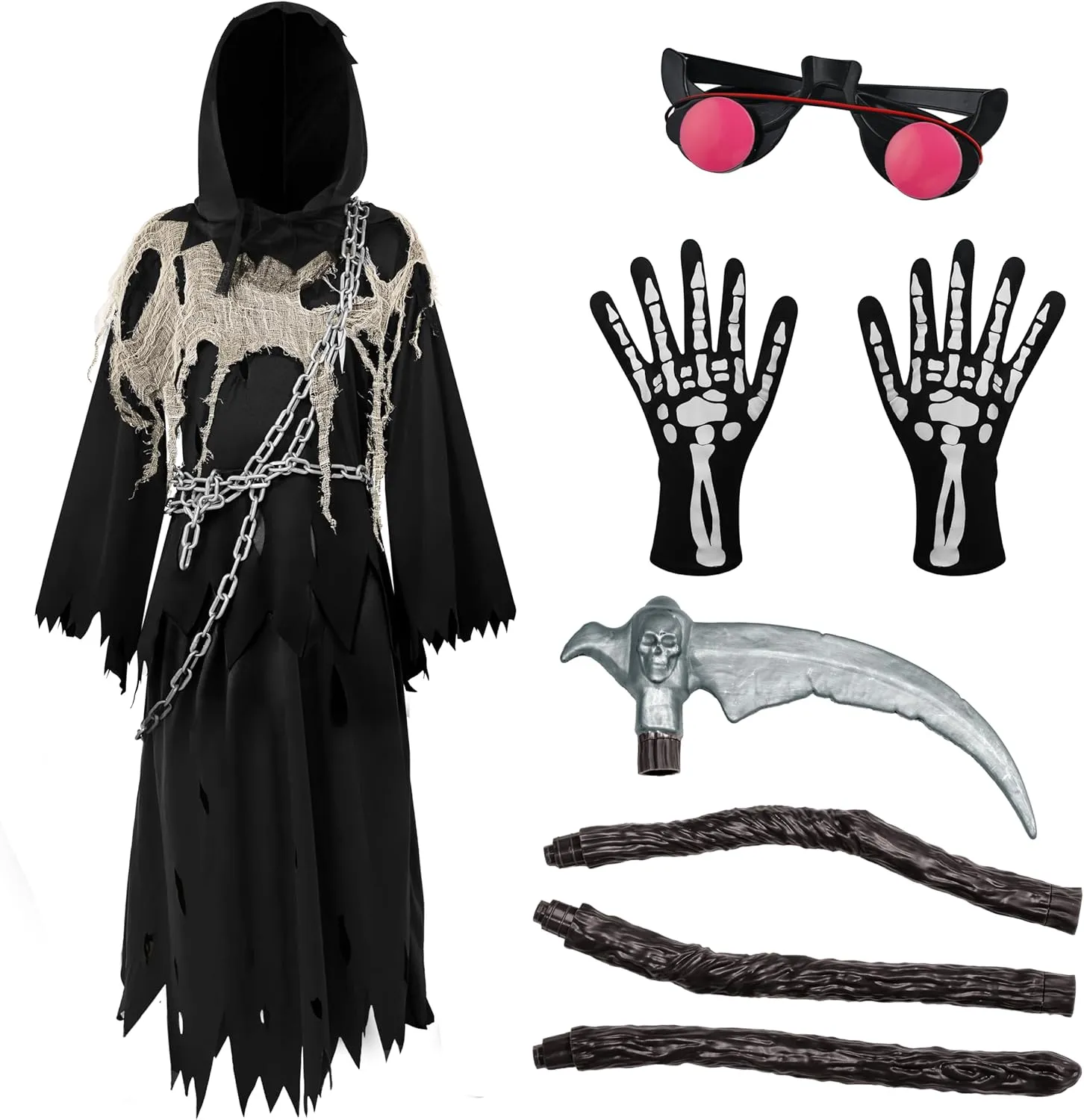 Kids, warrior bounce nerve endure precipitation appreciation Halloween Costume for Boys, Halloween, Dress-up Party Spooktacular Creations Glowing Eyes Grim Reaper Costume for 