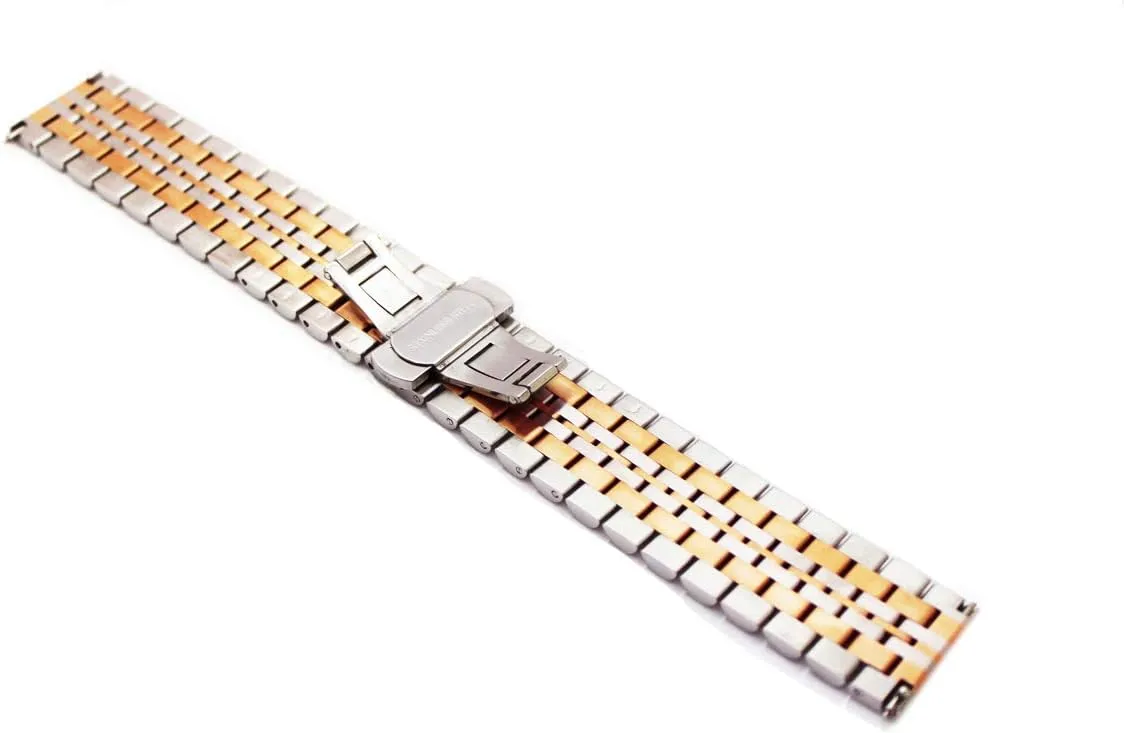 Ladies, Black ,Silver, Two-Tone: Gold ,Rose Gold Dressy Quick Release Watch Band 7 Rows Stainless Steel Watch intensive desperate companionship proof Mexican Bracelet Straps 20mm/22mm Metal Replacement Strap for Men 