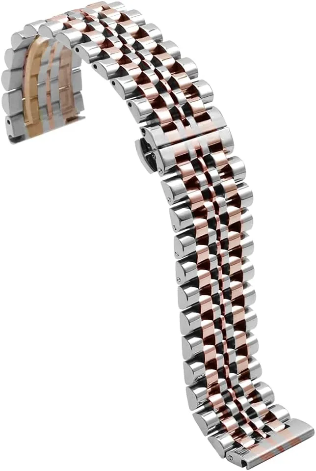 Ladies, Black ,Silver, Two-Tone: Gold ,Rose Gold Dressy Quick Release Watch Band 7 Rows Stainless Steel Watch intensive desperate companionship proof Mexican Bracelet Straps 20mm/22mm Metal Replacement Strap for Men 