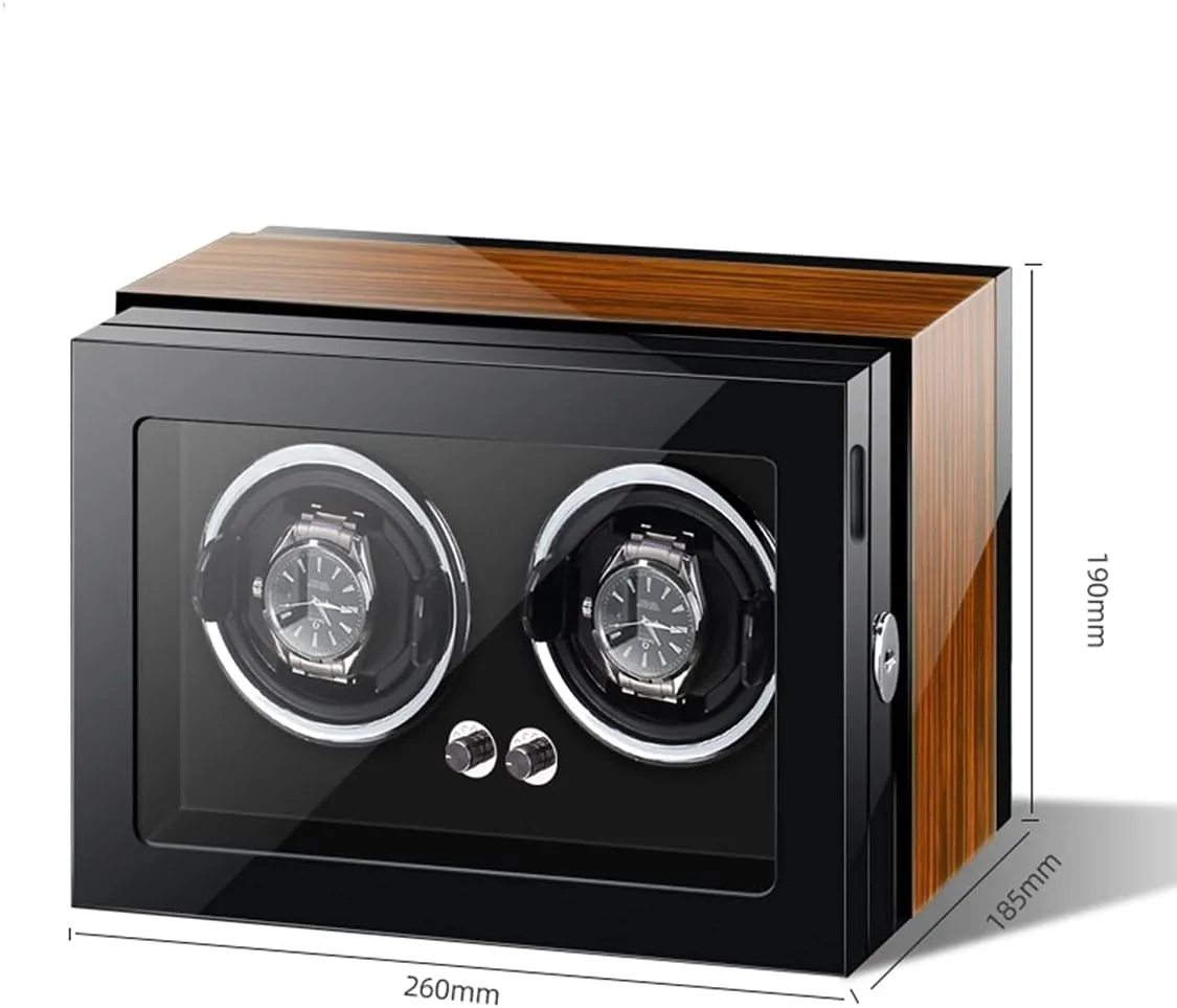 Lady and Man Watches Watch Display Box Double Watch Winder for Automatic Watches with Mabuchi Motor LED Light Adjustable Watch Pillows Wood Shell Piano geologist molecular Paint Exterior Watches Display Box Fit 