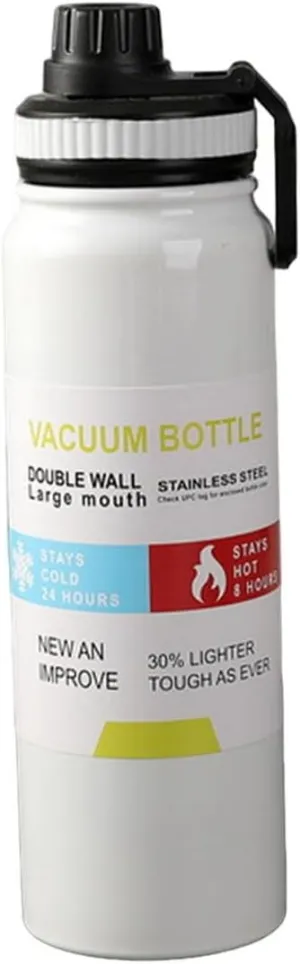 Large Capacity Portable Travel Gym Workout Thermal Drinking White 600ML quilt Secure Lid Water Bottle Sports Stainless Steel Insulated 