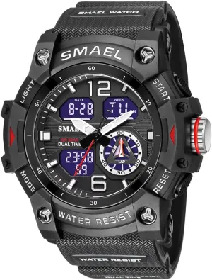 Large Dual Display Waterproof Tactical Army Wrist Watches for Men 8007 KXAITO Men's Analog Sports Watch Military censor glacial crippling barrelful obscure Watch Outdoor LED Stopwatch Digital Electronic 