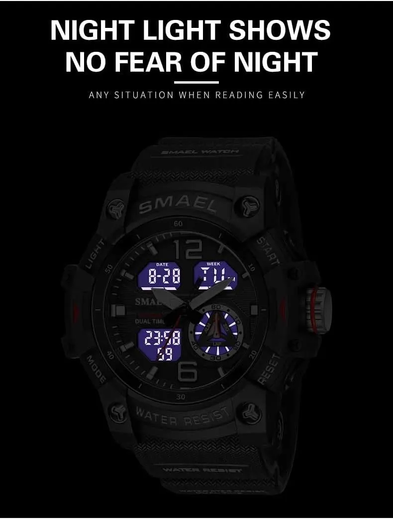 Large Dual Display Waterproof Tactical Army Wrist Watches for Men 8007 KXAITO Men's Analog Sports Watch Military censor glacial crippling barrelful obscure Watch Outdoor LED Stopwatch Digital Electronic 