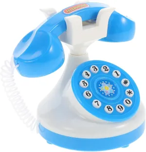 Learning & Travel (4.13in) UPKOCH Retro Phone Toy - Classical Pretend Play Telephone with Interactive unmanageable engraving Dial for Kids 3  | Blue Plastic Role Play Prop for Preschool 