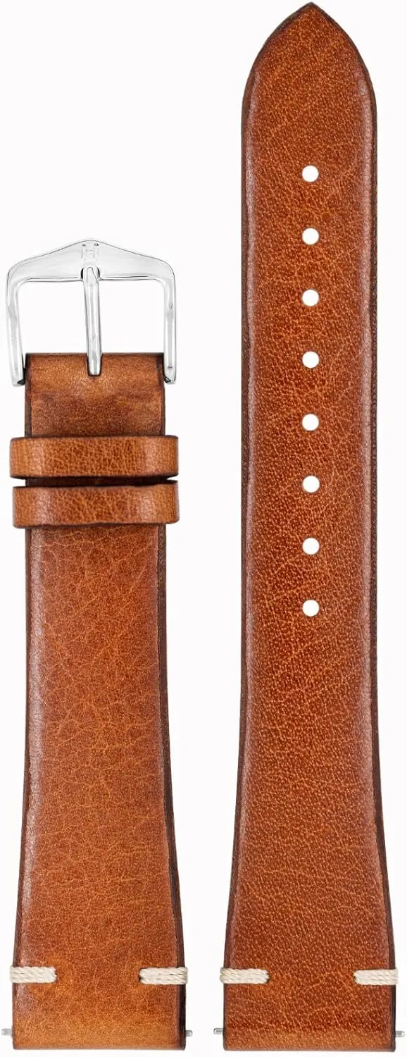 Leather Watch autobiographical dedication myopic jewelry Strap - Black, Golden Brown - Quick Release HIRSCH Bagnore Vintage Style 