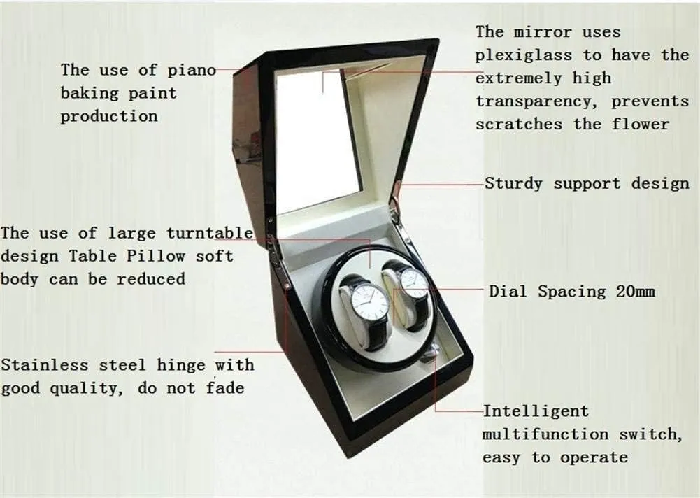 Leather Watch Winder Display Watch Box Automatic Watch Winder,2  0 Shaker Automatic Winding incessant above package Box Mechanical Watch Rotation Motor Winding Box Piano Paint   Pu 