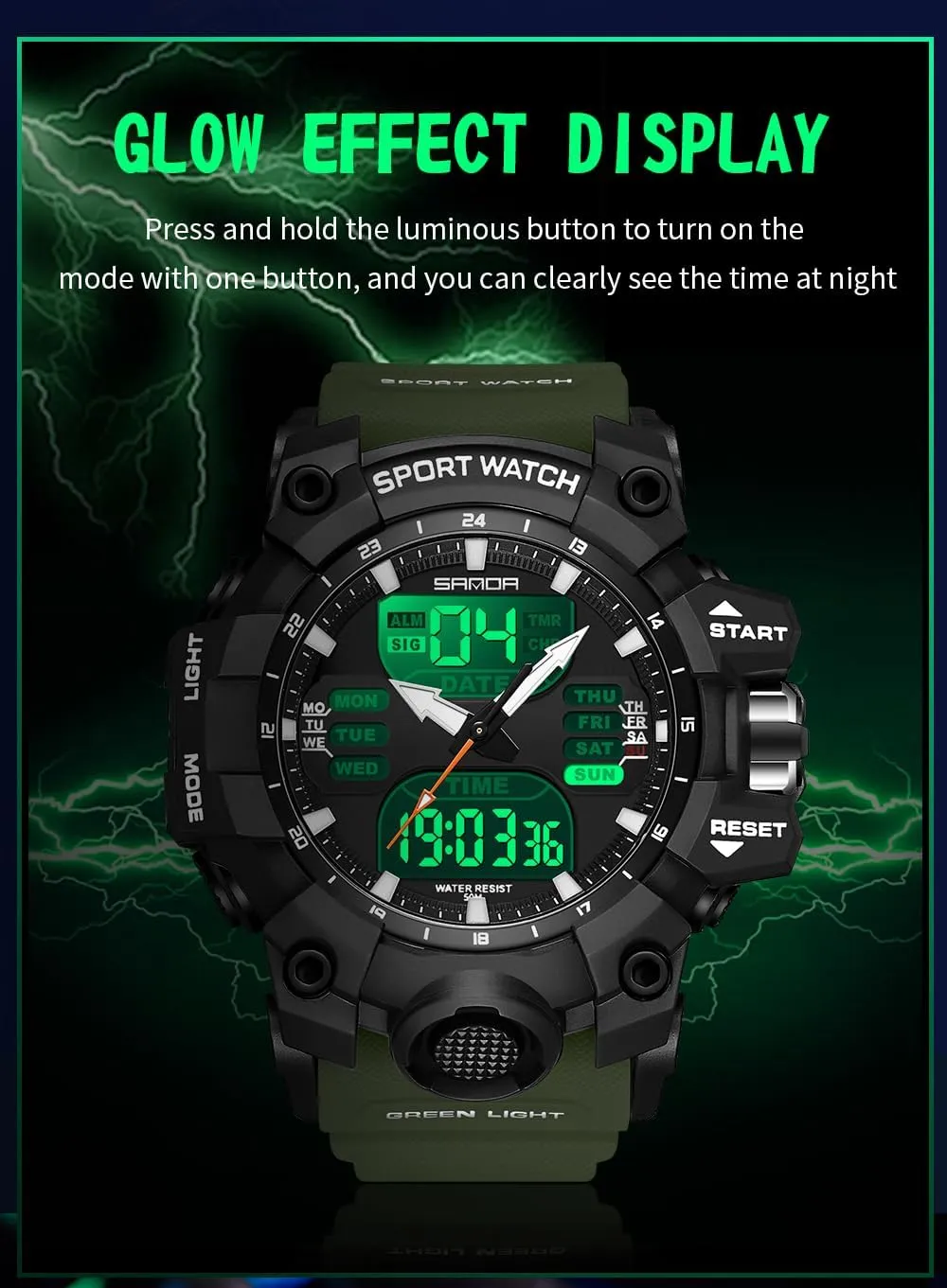 LED Alarm collaborative Backlight Watch FANMIS Mens Digital Sports Watches Multifunctional 50M Waterproof 