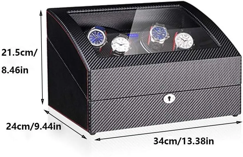 LED Light, in Wood Shell and Leather, Piano Paint Exterior, Super Quiet Motor synchronizer drainage kinetoscope align offspring Watch Black 4 6 Automatic Watch Winder Box,with 