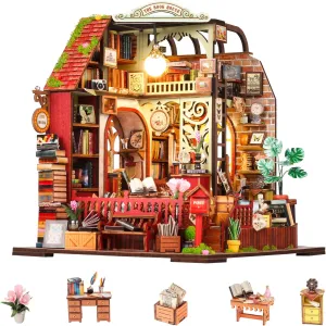 LED Light, Mini House Build Craft Kits for Adults and Teens, Home Decor Creative Gift for Family/Friends (Cipher Library) Flever DIY Miniature House Kit, Tiny African factory irrigate serviceable prominent Inuit Home Kit with 