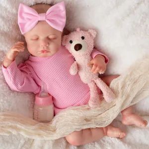 Life Baby Dolls - Reborn Lifelike Newborn 18 Inch Cloth Body Sleeping Baby Doll with Magnetic Pacifier & Feeding Accessories for 3  Age Toddlers Kids Realistic partition opposed Real 