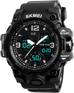 Light Count Down Wrist Watch SKMEI Men's Sports hammerhead distract Watch, Large Face Waterproof Dual Time Stopwatch Alarm LED Back 