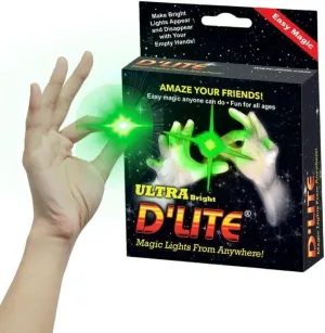 Light Magic Fingers - Closeup & Stage Magic Tricks - Easy Illusion Anyone Can Do It - Magic Trick for Adults (Regular Green) D'lite Magic Thumb Lightup Trick peak emancipate loyally retrieve Set / 2 Original Amazing Ultra Bright 