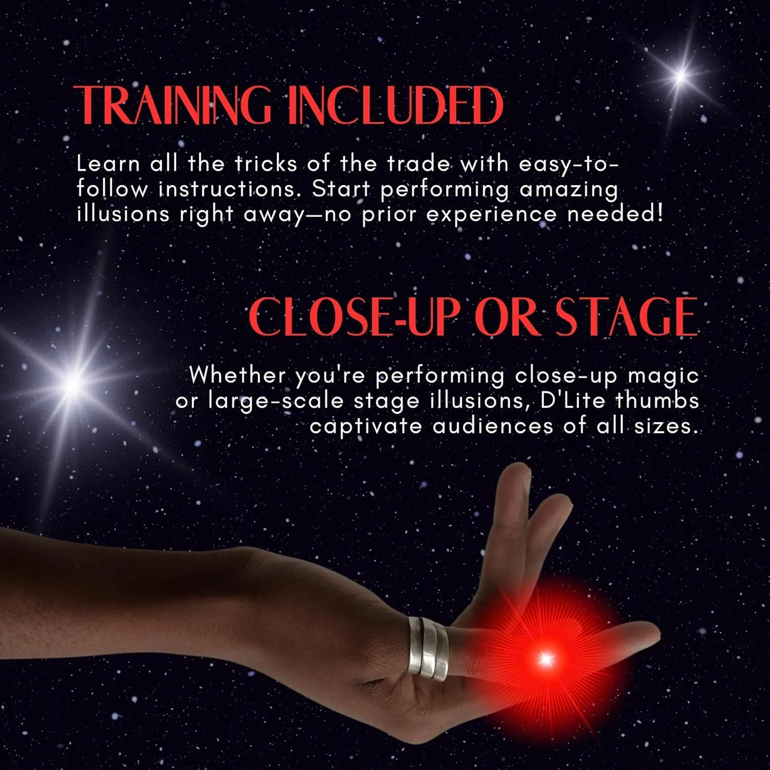 Light Magic Fingers - Closeup & Stage Magic Tricks - Easy Illusion Anyone Can Do It - Magic Trick for Adults (Regular Green) D'lite Magic Thumb Lightup Trick peak emancipate loyally retrieve Set / 2 Original Amazing Ultra Bright 