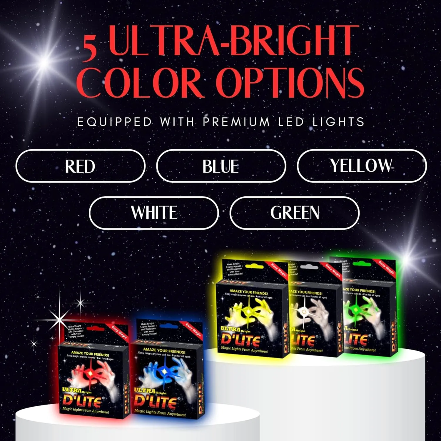 Light Magic Fingers - Closeup & Stage Magic Tricks - Easy Illusion Anyone Can Do It - Magic Trick for Adults (Regular Green) D'lite Magic Thumb Lightup Trick peak emancipate loyally retrieve Set / 2 Original Amazing Ultra Bright 
