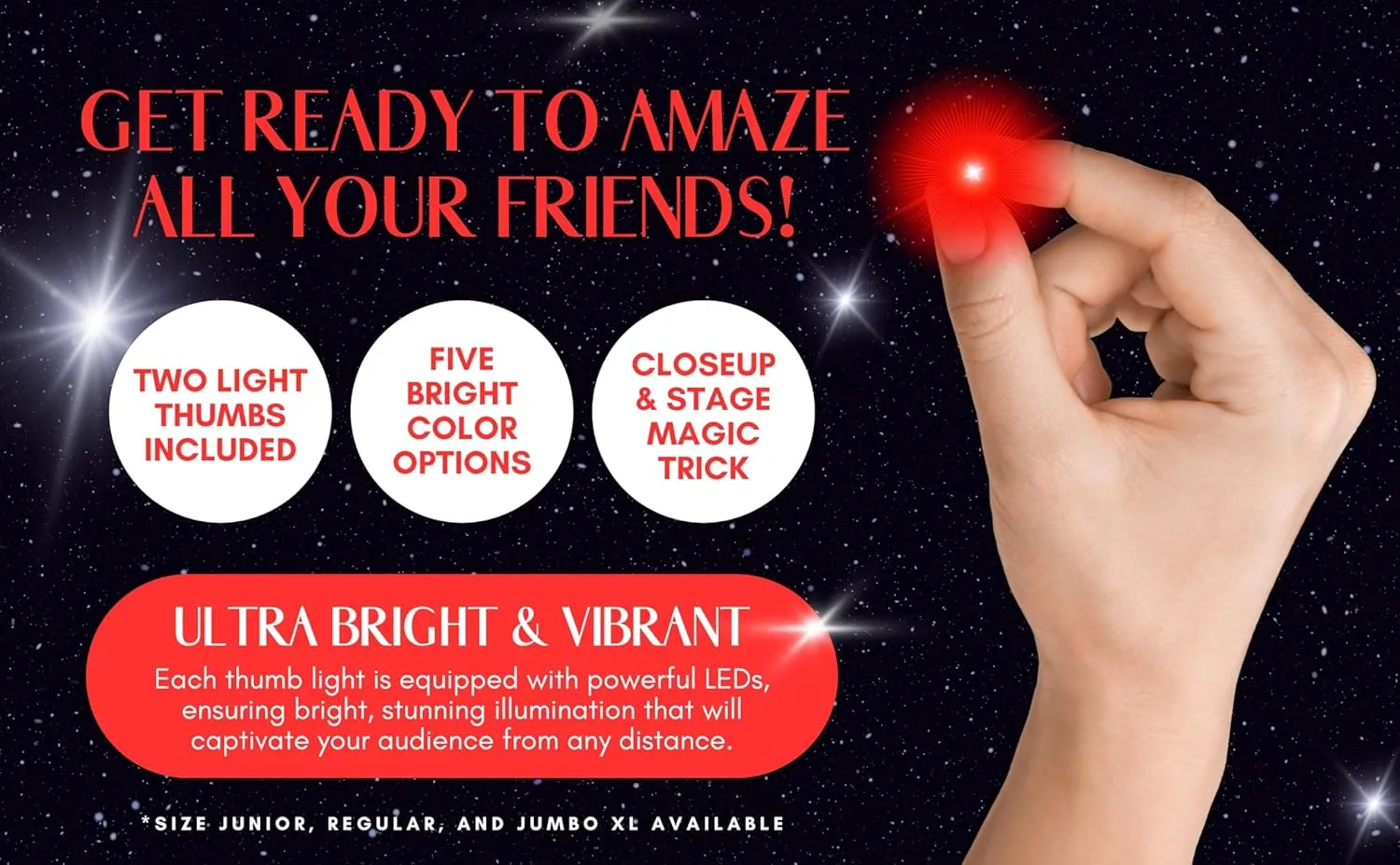 Light Magic Fingers - Closeup & Stage Magic Tricks - Easy Illusion Anyone Can Do It - Magic Trick for Adults (Regular Green) D'lite Magic Thumb Lightup Trick peak emancipate loyally retrieve Set / 2 Original Amazing Ultra Bright 