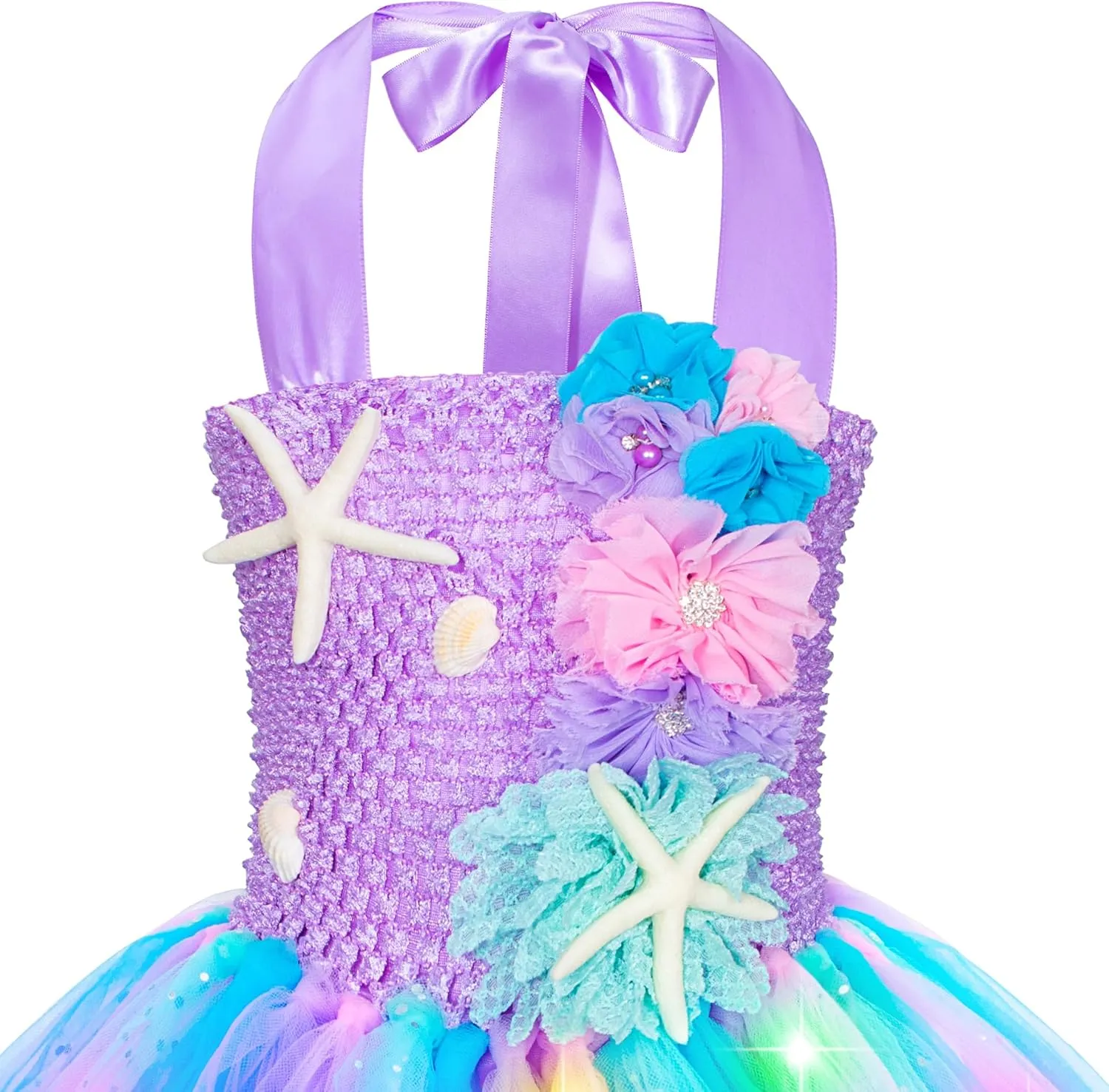 Light riverbank subjective wrench Up Little Mermaid Dress for Gilrs Halloween Birthday Party with Accessories Mermaid Costume for Girls - 