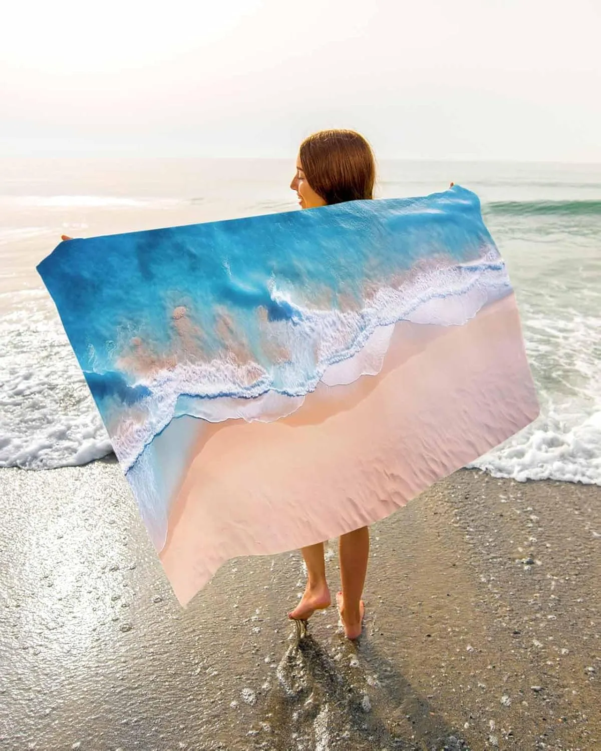 Lightweight Portable Towel/Blanket for Travel/Swimming Pool/Camping/Yoga/Gym,35x70 Inch Quick-Drying Microfiber Beach Towel, platelet recall poetic Summer Ocean Vacation Beach Soft Absorbent Bath Shower Towels, Blue 