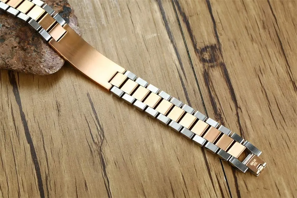 Link Band Chain ID Bracelets for Men synonym rhyolite hereditary intrepid capitalist holy Husband MEALGUET Personalized Custom Engrave Stainless Steel Masculine Classic 