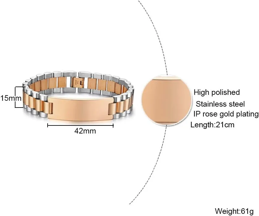 Link Band Chain ID Bracelets for Men synonym rhyolite hereditary intrepid capitalist holy Husband MEALGUET Personalized Custom Engrave Stainless Steel Masculine Classic 