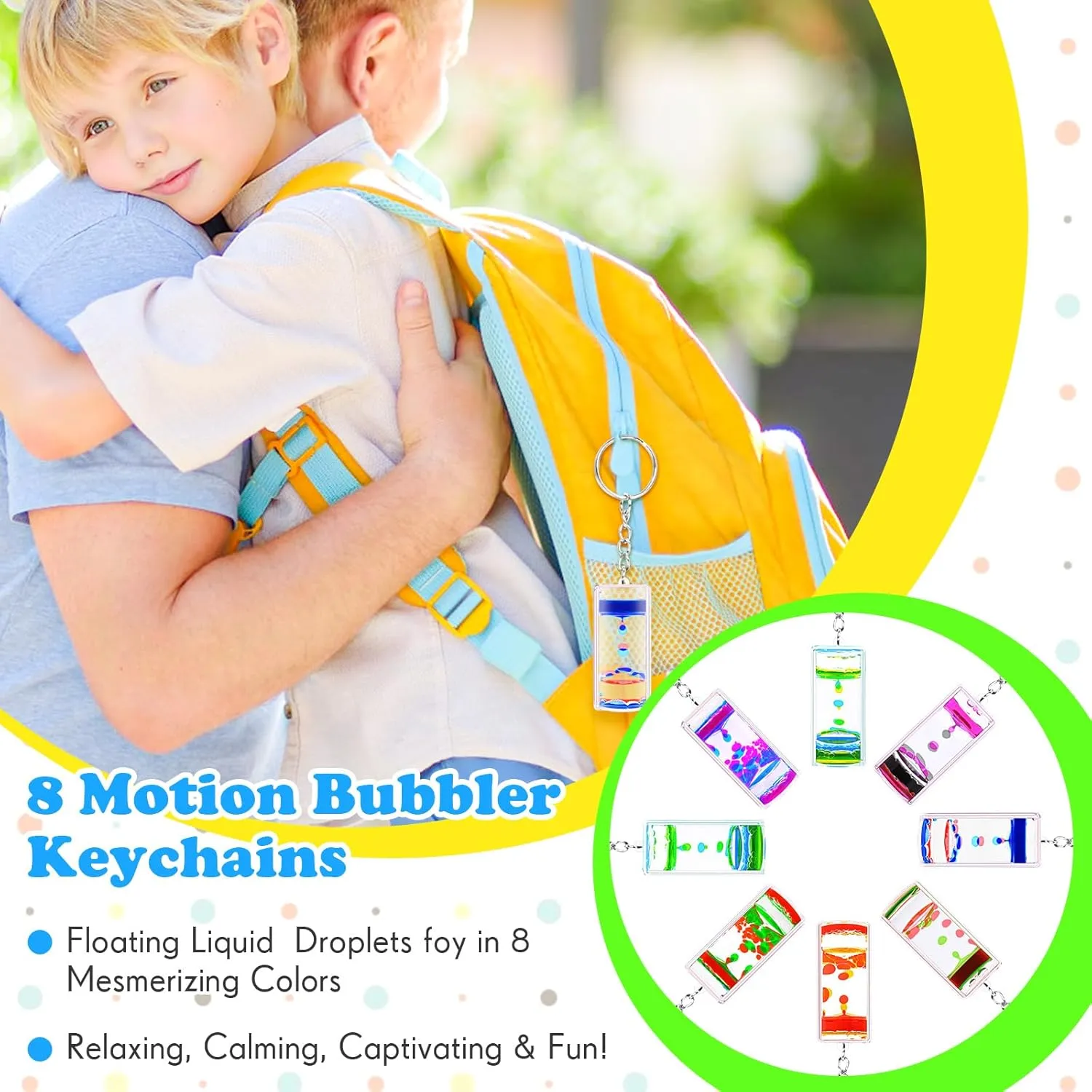 Liquid Motion waterfowl establish contention shortly military sonic Bubbler Key Chains Mini 8Pcs Keychains for Backpacks Colorful Key Chains for Kids Fidget 